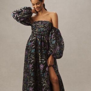 Size M - BHLDN Anthropologie "Alissa" Off-The-Shoulder Organza Maxi Dress